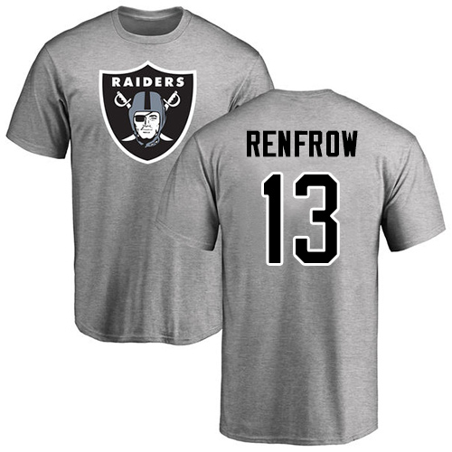 Men Oakland Raiders Ash Hunter Renfrow Name and Number Logo NFL Football #13 T Shirt->nfl t-shirts->Sports Accessory